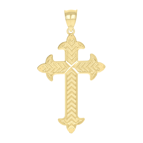 10kt 10k Yellow Gold Diamond-Cut Womens Cross Religious Charm Pendant